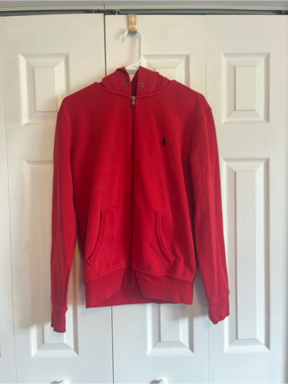 Polo by Ralph Lauren red full zip hooded sweater size small